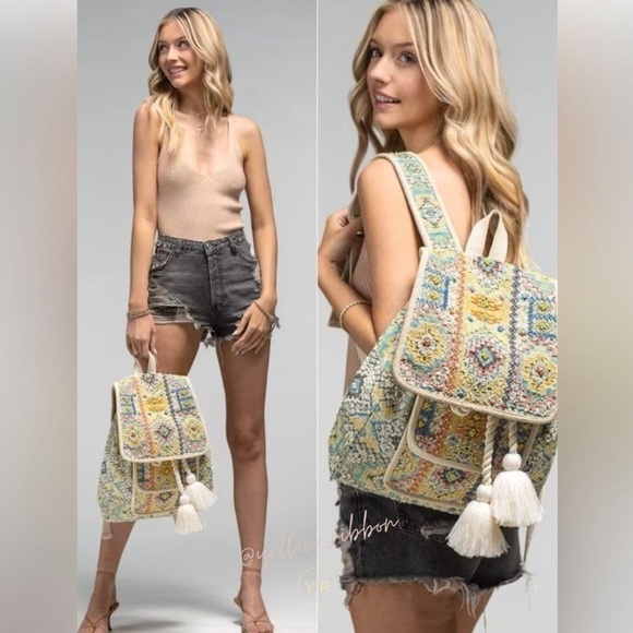 Monet Handmade Embroidered Large Boho Backpack with Tassels New with Tags main image 9